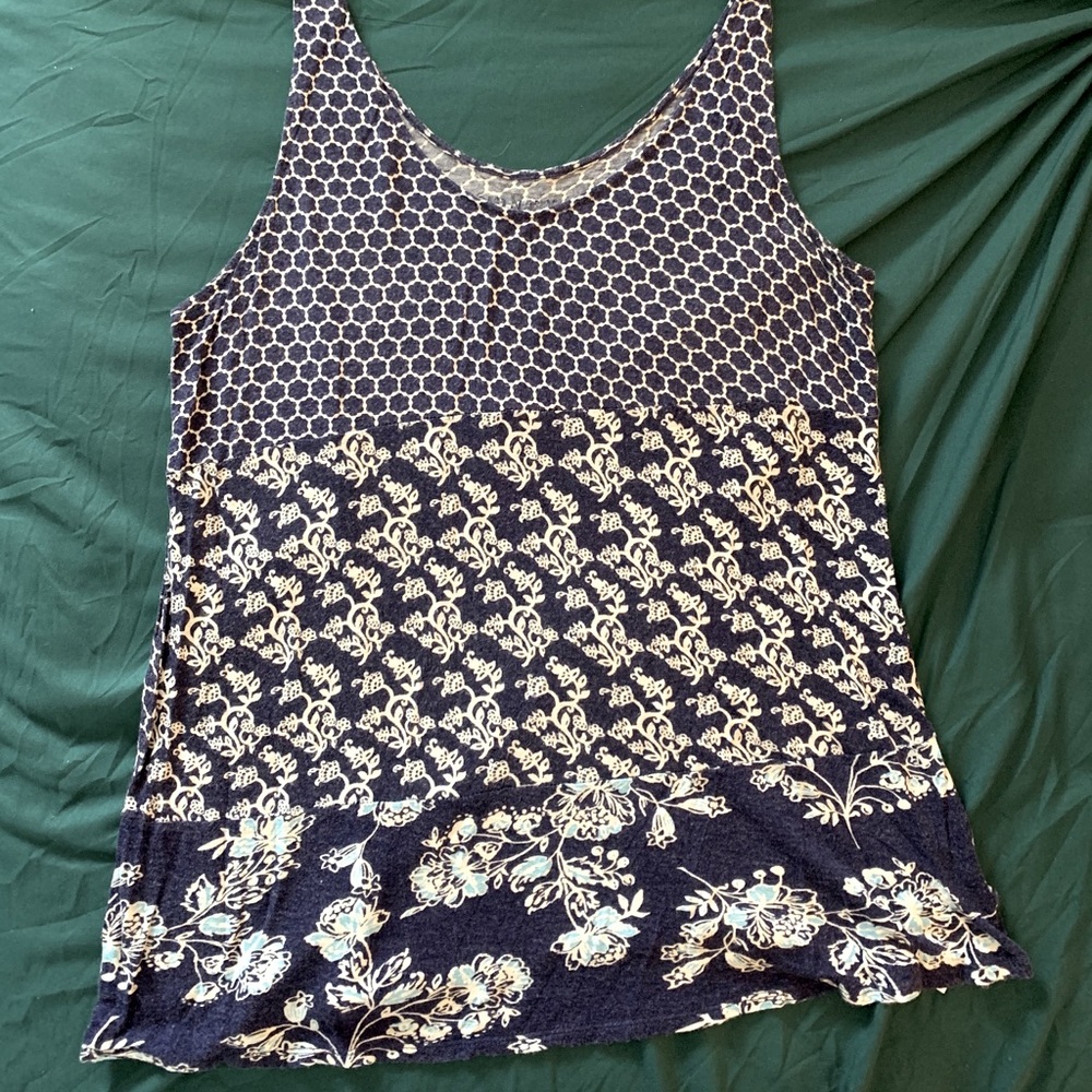 Blue patterned tank top